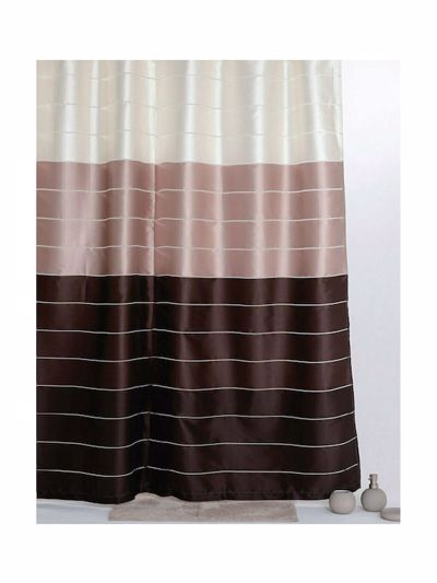 Import Hellas Κουρτίνα Μπάνιου Υφασμάτινη Multi Καφέ 180x200cm